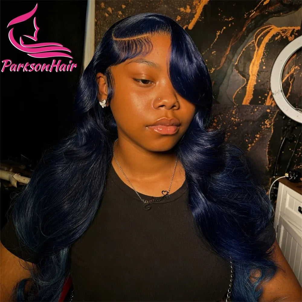 Body Wave Dark Blue  HD Honey Blonde Natural Colored Lace Front Wig Full Lace Frontal Wigs For Black Women 100% Human Hair