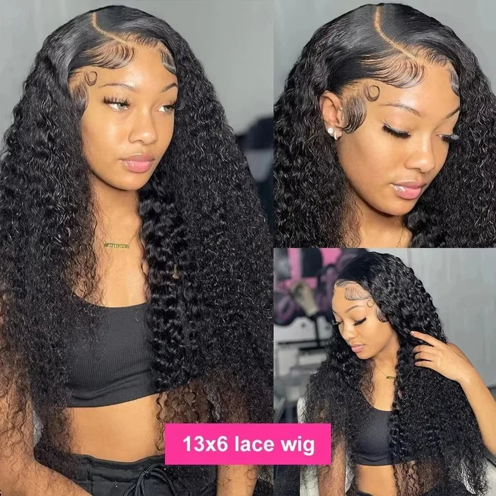 13x4 Lace Wigs 13x6 Lace Wigs Deep Wave Human Hair Wigs 20-36 Inch Transparent Lace Frontal Lace 200 Density For Women