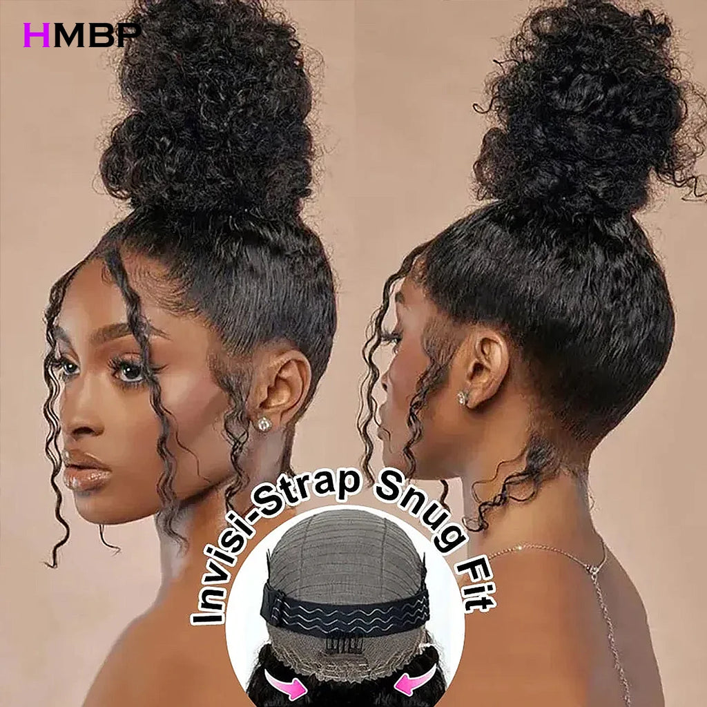 450 Density Invisible Drawstring Cap 360 Full Lace Frontal Wigs Glueless Human Hair Wigs 40in Kinky Curly Brazilian Virgin Hai