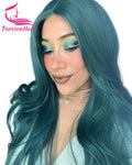 Turquoise Body Wave 13x4 13x6 Lace Frontal Human Hair Wigs Brazilian Pre Plucked 613 Colored Blue Green Cosplay Human Hair Wigs