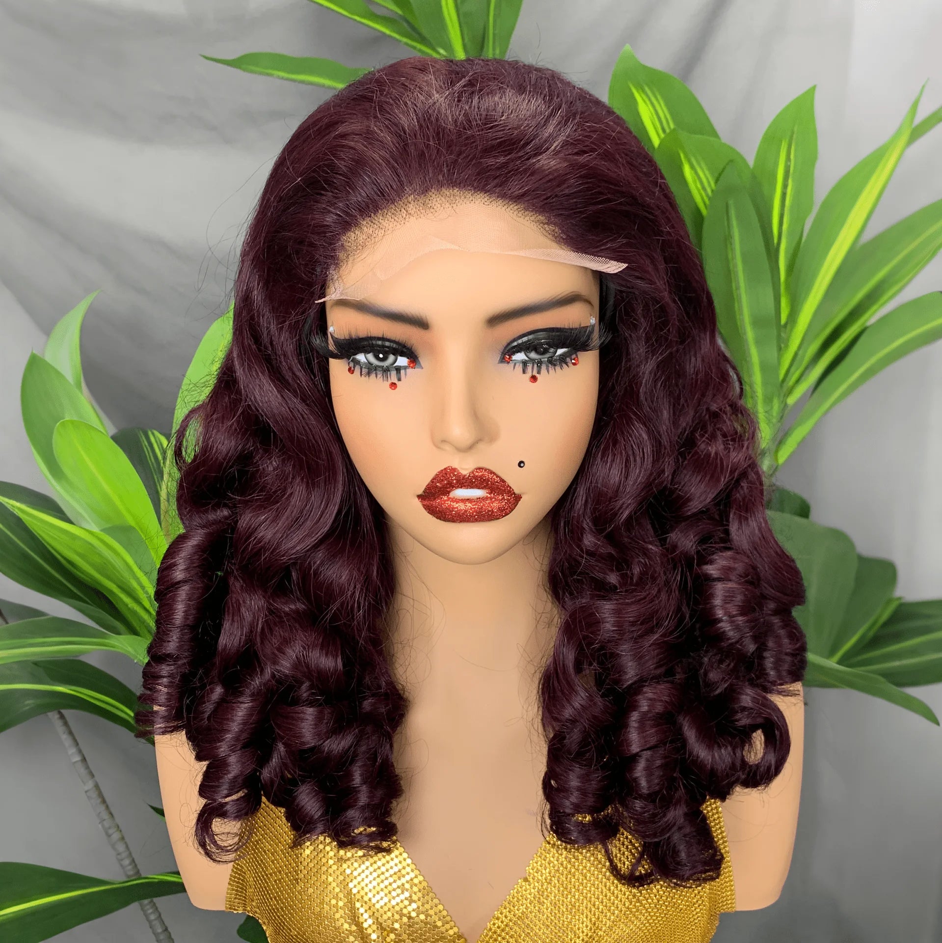 Double Drawn Loose Bouncy Wig 300% Density 5x5 Front Lace Loose Bouncy Curly Wig 100% Human Hair Loose Bouncy Wig for Women