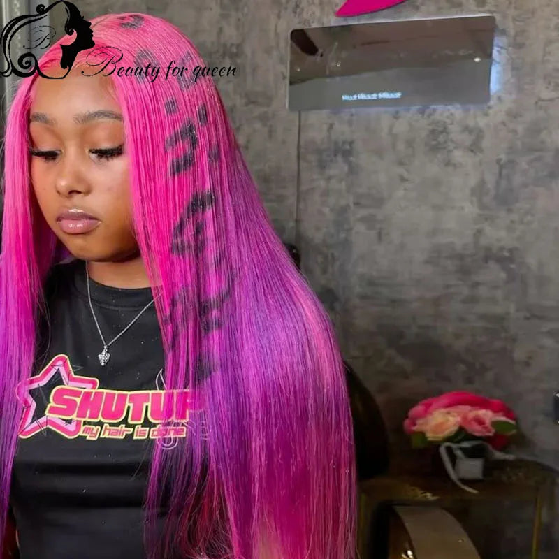 Colored Straight With Pattern High Quality Brazilian Human Hair Wig 13x4 HD Transparent Lace Frontal Wigs Pre Plucked Cosplay