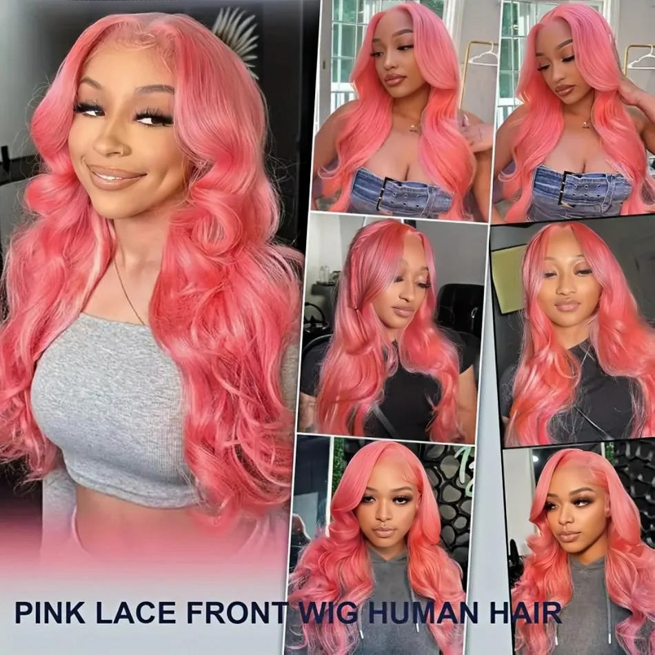 Loose Body Wave Light Pink Lace Front Wig Human Hair 13X6 Hd Lace Frontal 613 Colored Wig 13X4 Brazilian Pre Plucked Wig 36 Inch