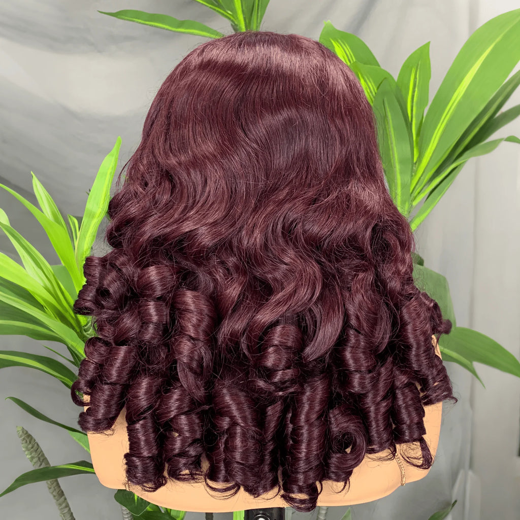 Double Drawn Loose Bouncy Wig 300% Density 5x5 Front Lace Loose Bouncy Curly Wig 100% Human Hair Loose Bouncy Wig for Women