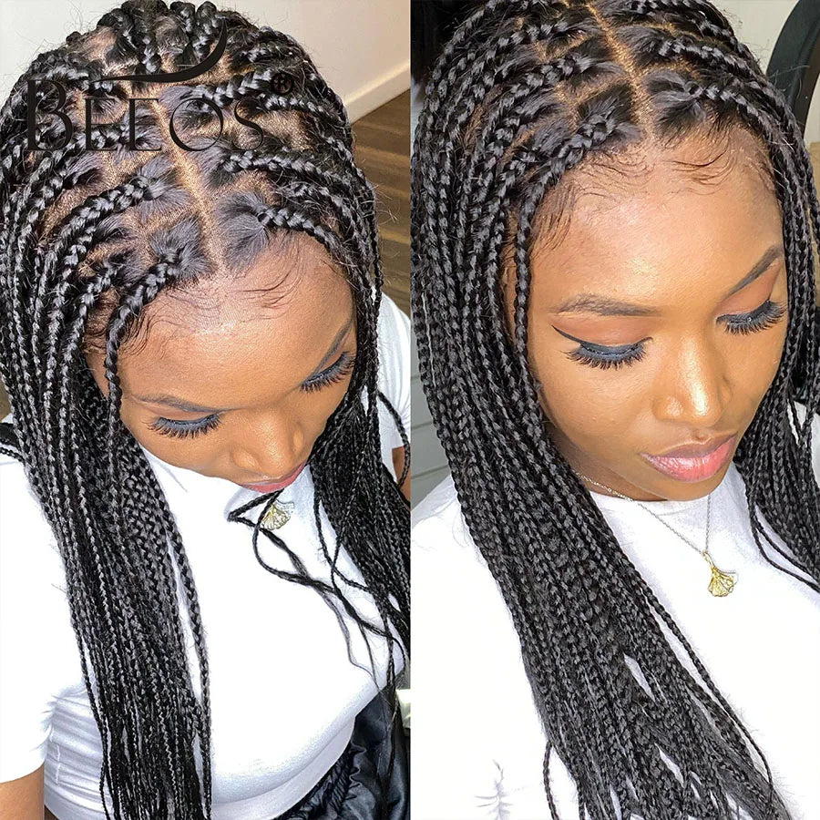 BEEOS Full Lace Wig Skinlike HD Braid Pre Plucked Hairline Wigs For Women Silky Straight Free Parting Virgin Raw Hair Brazilian