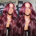 99J Burgundy Lace Front Wigs Human Hair Red Burgundy Wig 250% Density 13X6 Body Wave Lace Front Wigs Pre Plucked Glueless Lace