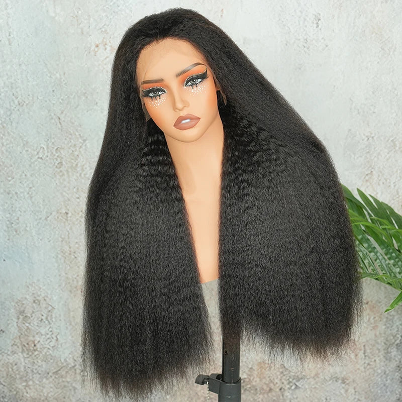 13x4 HD Lace Wig Double Drawn Kinky Straight Raw Virgin Human Hair Wigs Invisible HD Lace Melt Skins Pre Plucked Natural Color