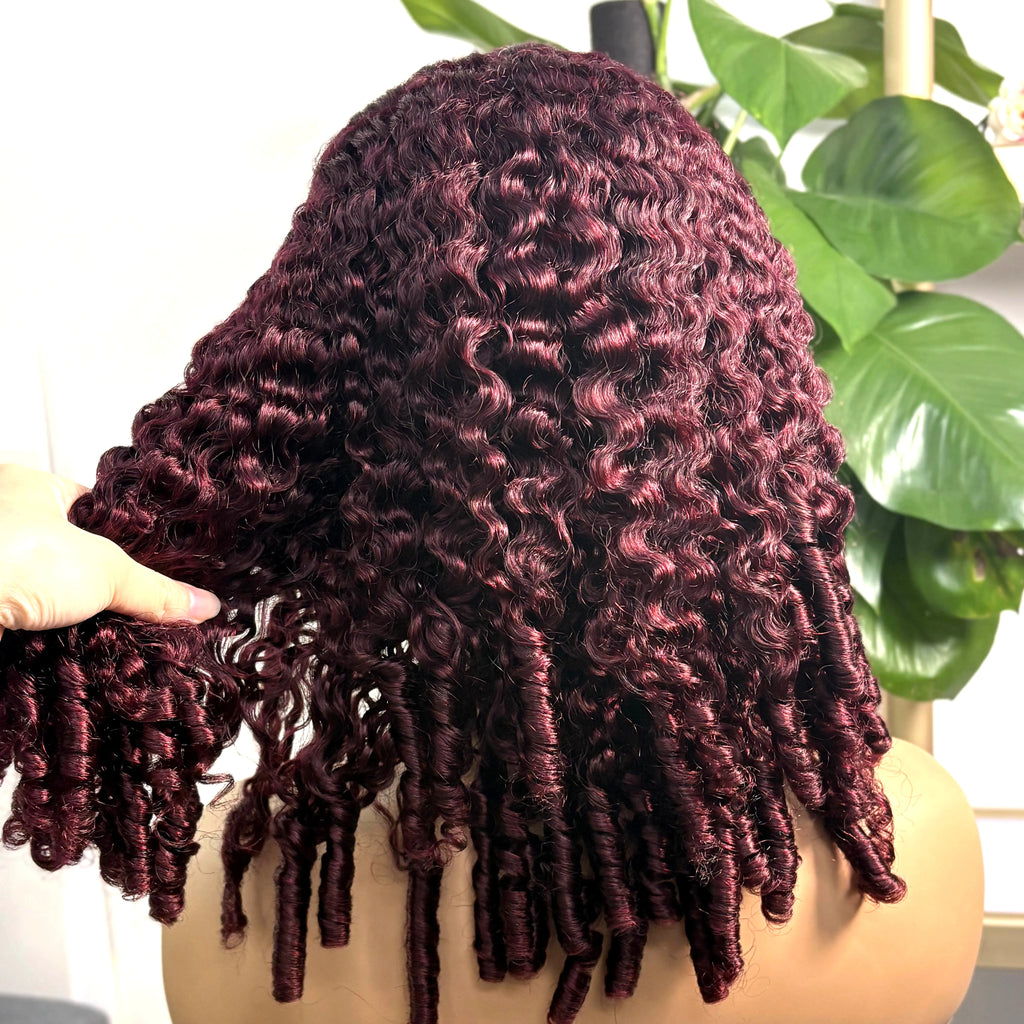 5x5 Glueless Highlight Burmese Bouncy Spiral Curly Human Hair Wigs 350% Density Lace Closure Curly Wig for Women PrePlucked Remy
