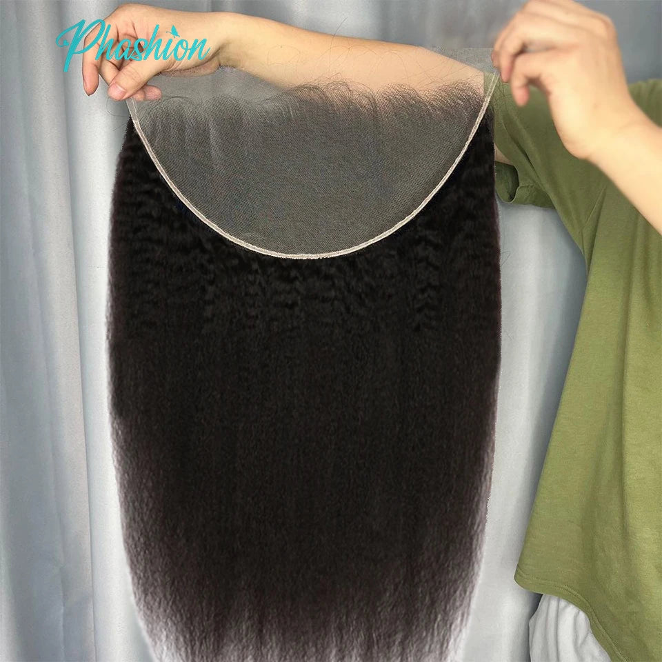 Phashion Real HD Full Long 13x6 Lace Frontal Only Kinky Curl Straight Loose Deep Water Wave Pre Plucked Swiss Closure Human Hair