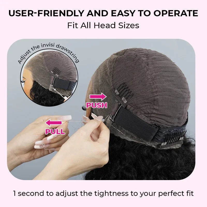 ISEE Hair  360 Glueless Kinky Straight  Wig Pre-Cut Lace InvisiFit Strap Mongolian Kinky Straight Wear Go Wig With Invisi Draw-s