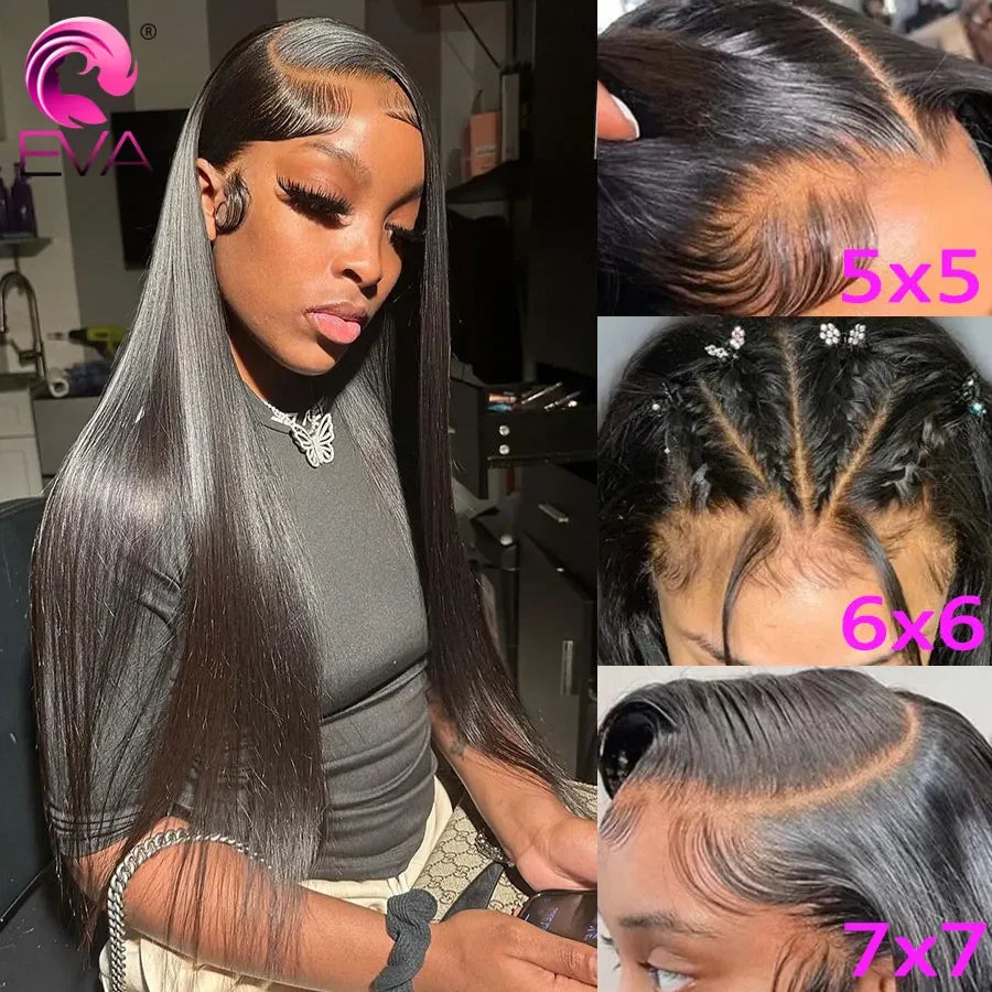Eva Hair 100% Real HD Closure Wig 5x5 6x6 7x7 HD Lace Closure Wigs Glueless Wig Human Hair Ready to Wear HD Lace Closure Wigs